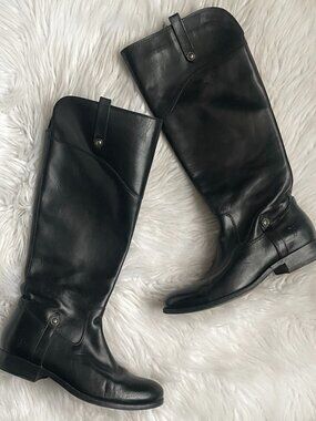 Frye Knee High Black Leather Equestrian Riding Boots size 7